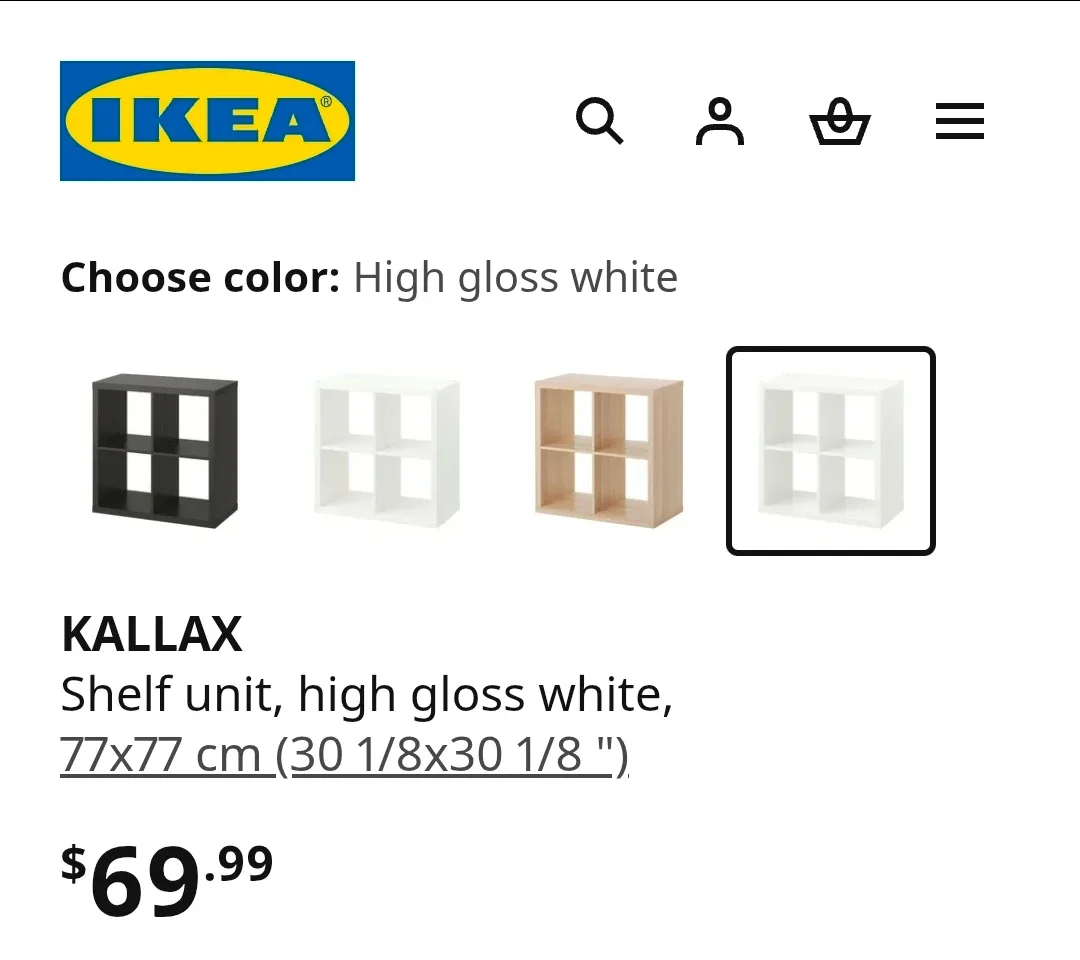 IKEA Kallax Shelf Unit - High Gloss White image indicator(3)