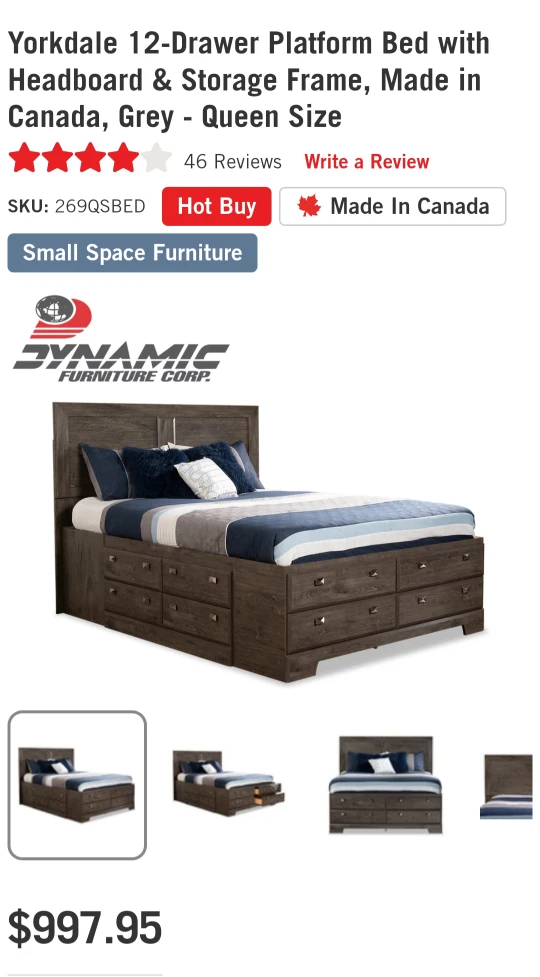Yorkdale Bed Frame with Storage and Headboard - Queen - photo 4