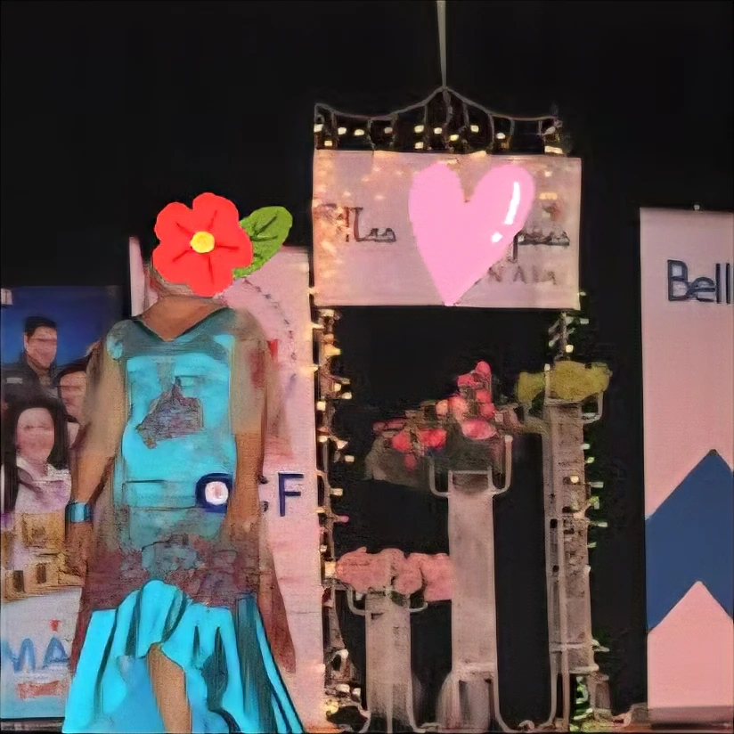 Floral Appliqué Dress - Blue & Pink - photo 5