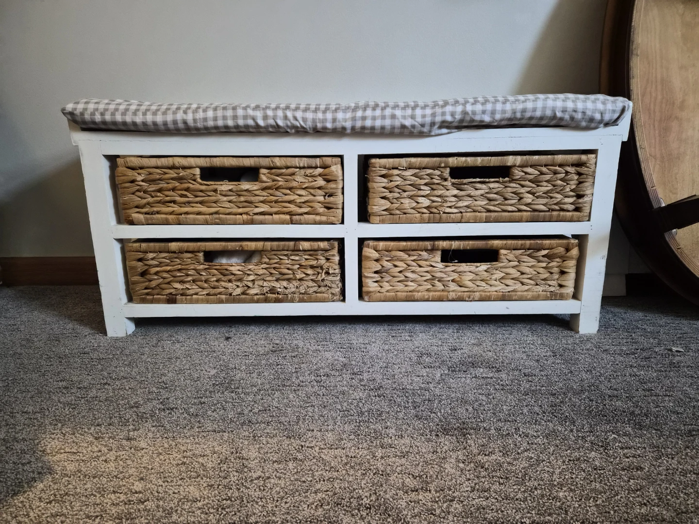 Storage Bench with Wicker Baskets
