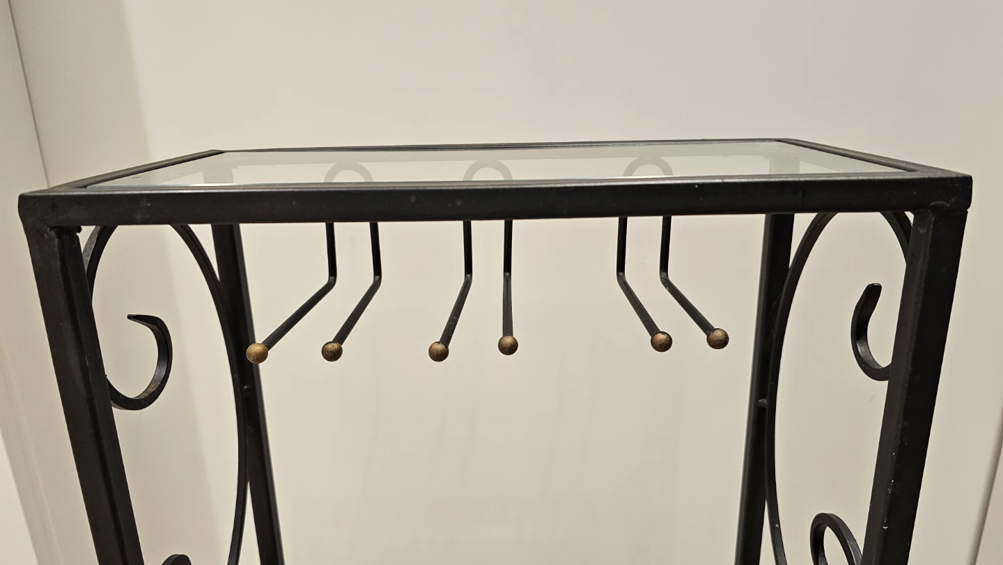 Black Metal Wine Rack with Glass Top - photo 5