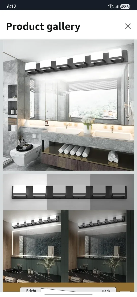 Tipace Dimmable 6 Lights LED Vanity Light - Matte Black image indicator(4)