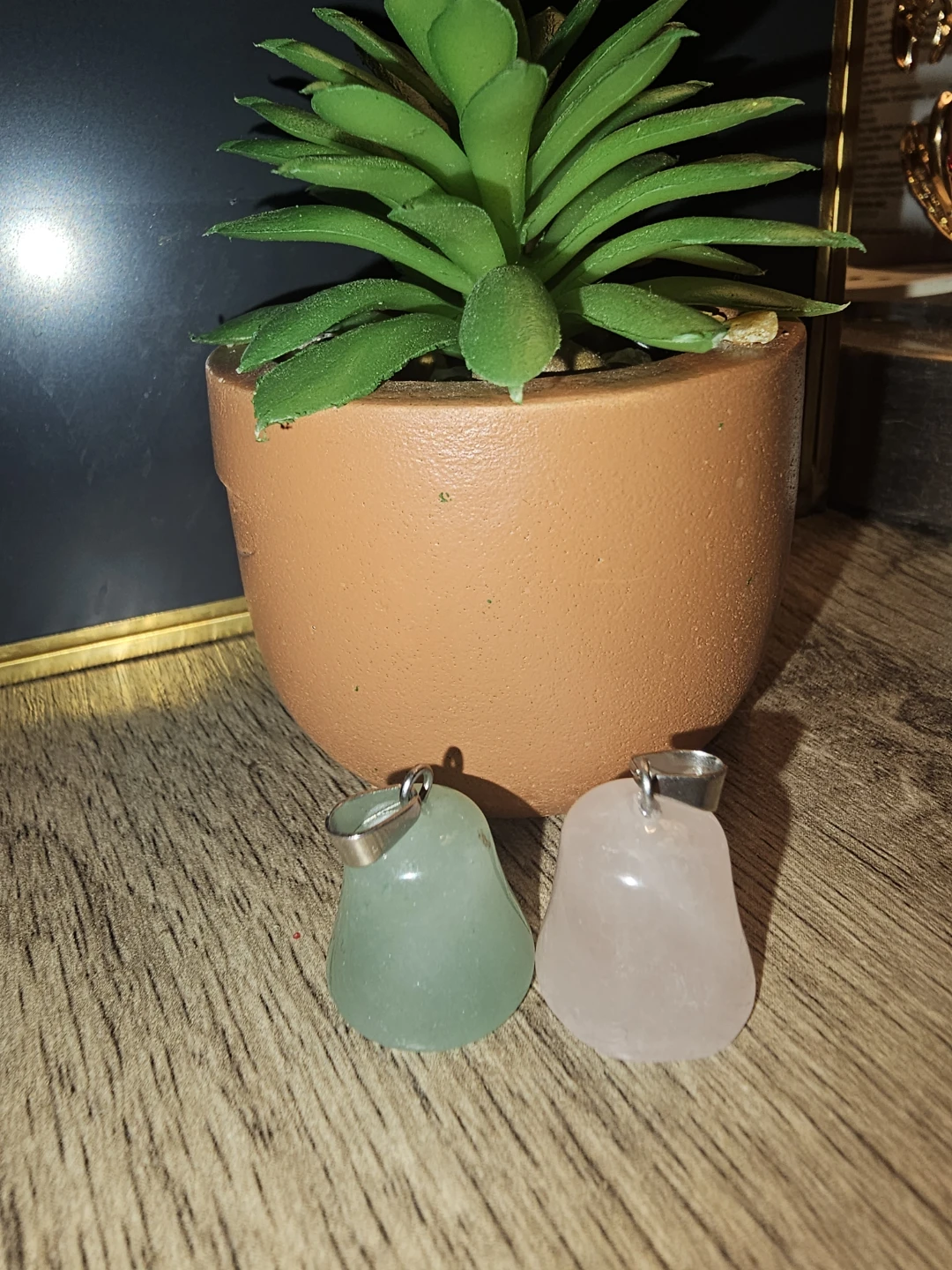 Rose Quartz and Green Aventurine Pendants