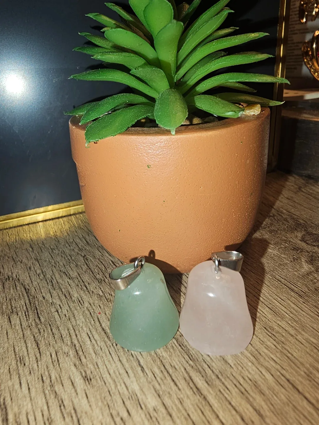 Rose Quartz and Green Aventurine Pendants