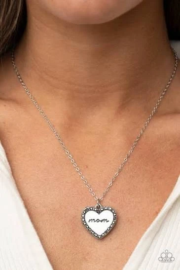 #Cleanout Paparazzi Silver Tone "Mom" Heart Necklace
