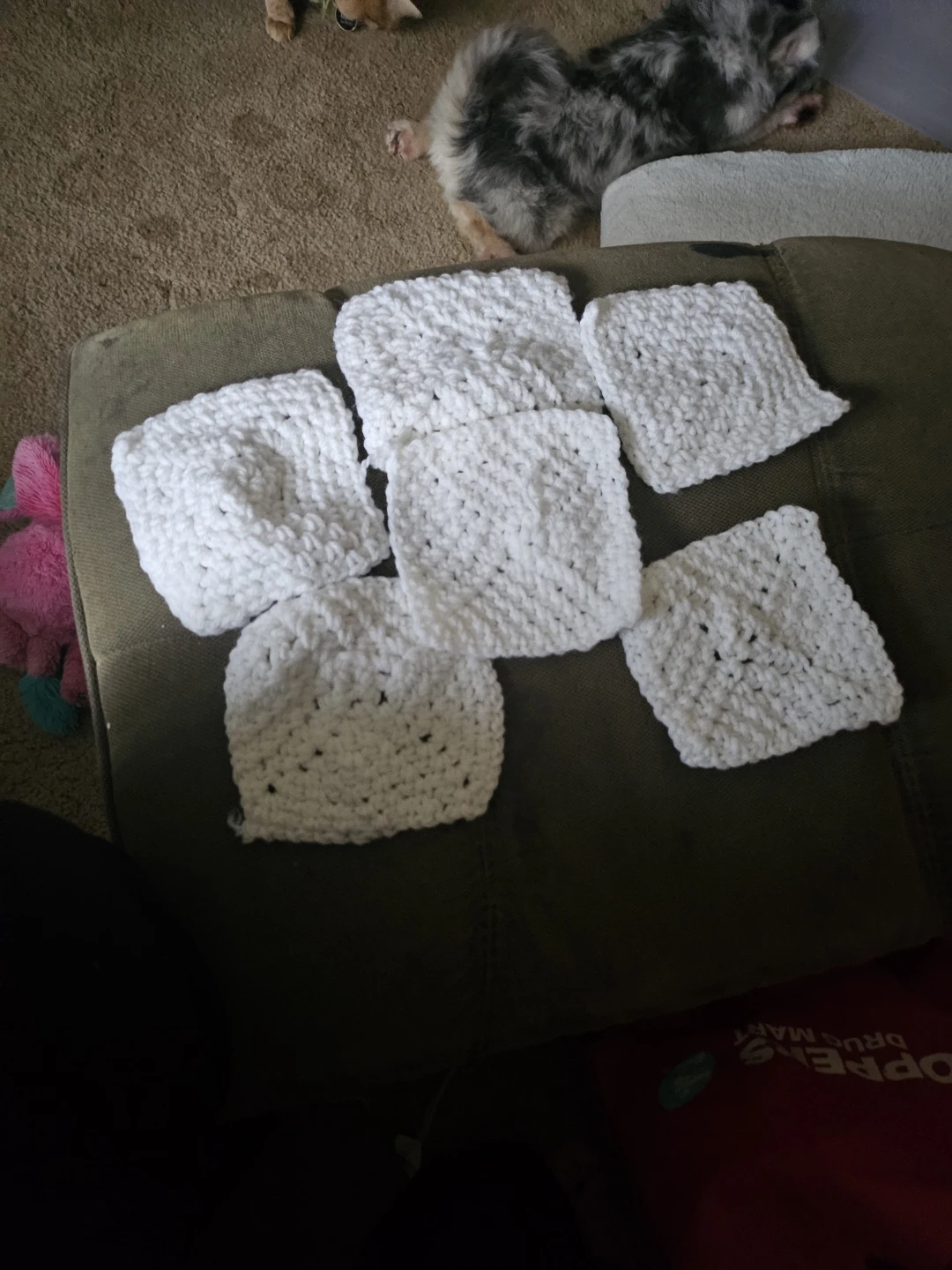 Handmade White Crochet Washcloths (Set of 6)
