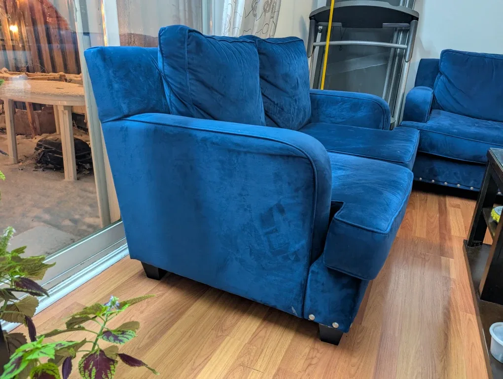 Blue Velvet Loveseat Sofa image indicator(2)