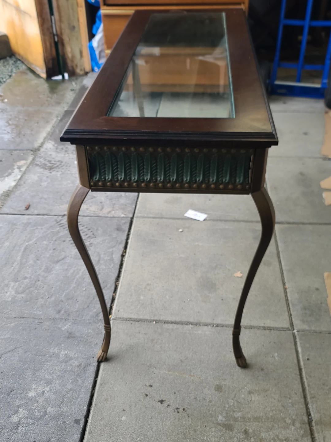 Glass Top Display Table - Brown & Gold Accent - photo 3