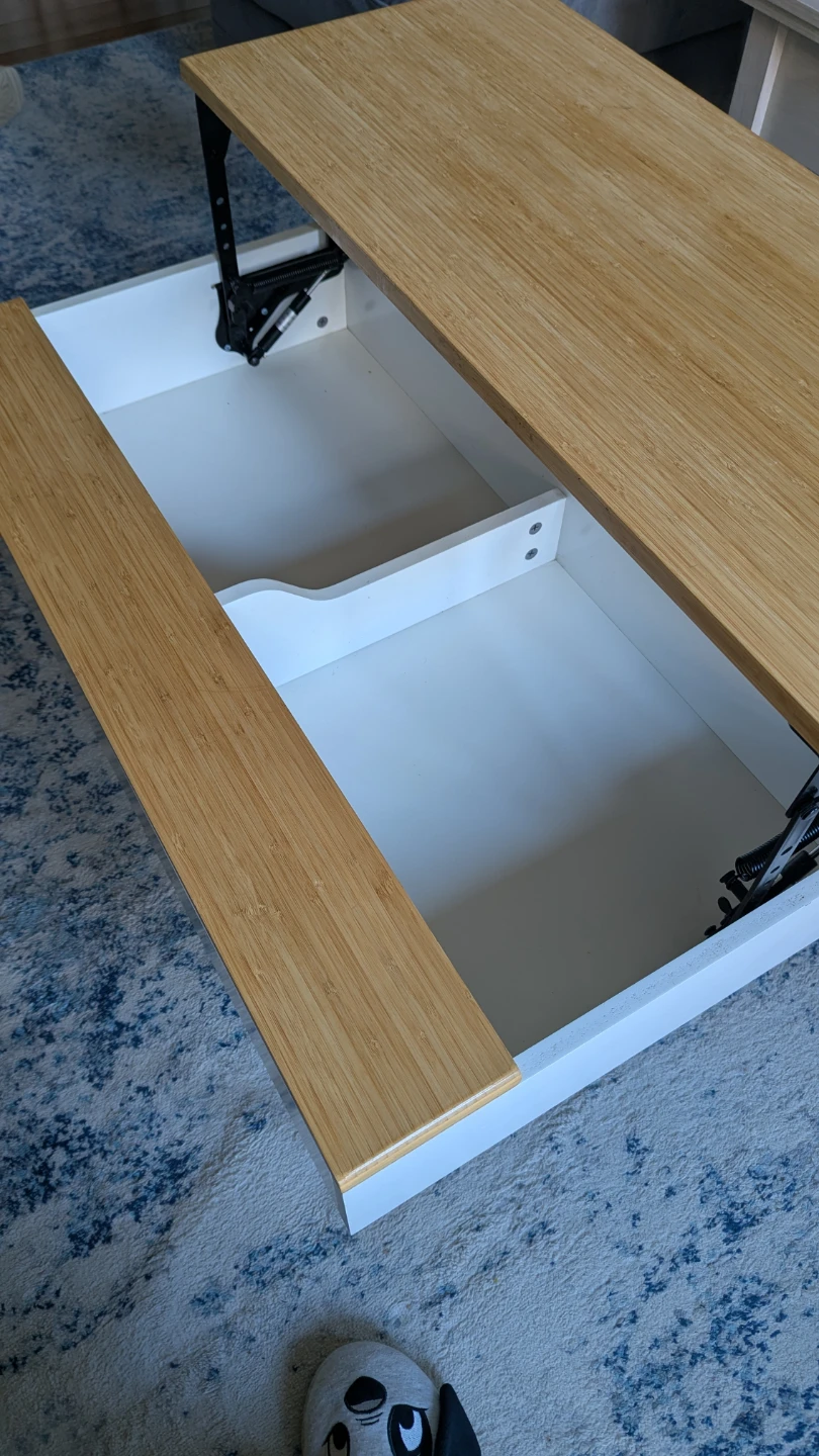 Wooden Lift Top Coffee Table - Bamboo & White - photo 3