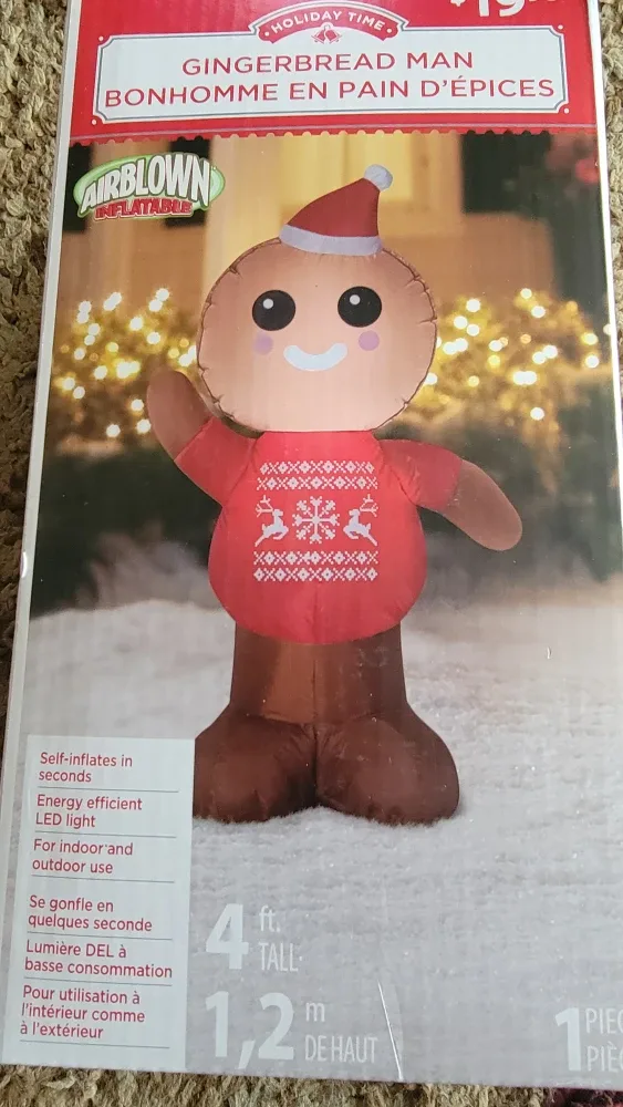 Holiday Time Gingerbread Man 4ft Inflatable - NEW