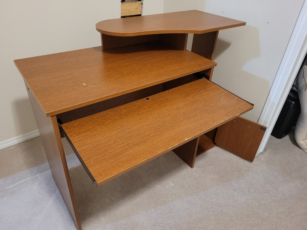 Wood Computer Desk with Slide-Out Keyboard Tray