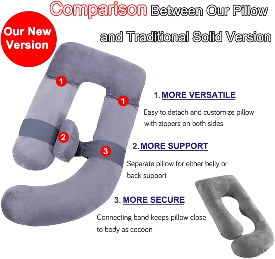 Gray Full Body Pregnancy Pillow - 60" x 30" - photo 4