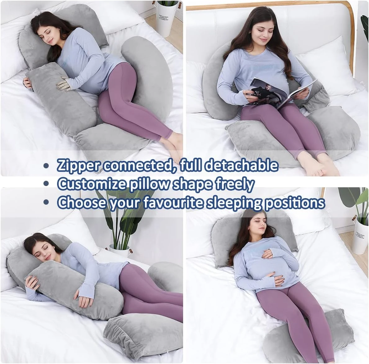 Gray Full Body Pregnancy Pillow - 60" x 30" - photo 5