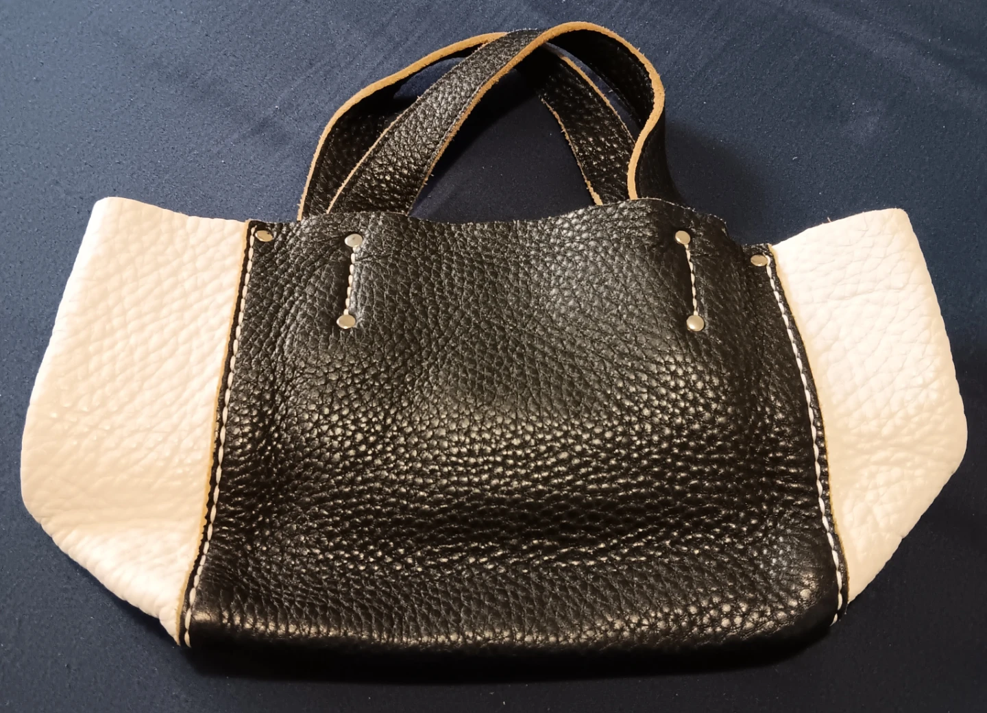 Roots Leather Handbag - Black & White