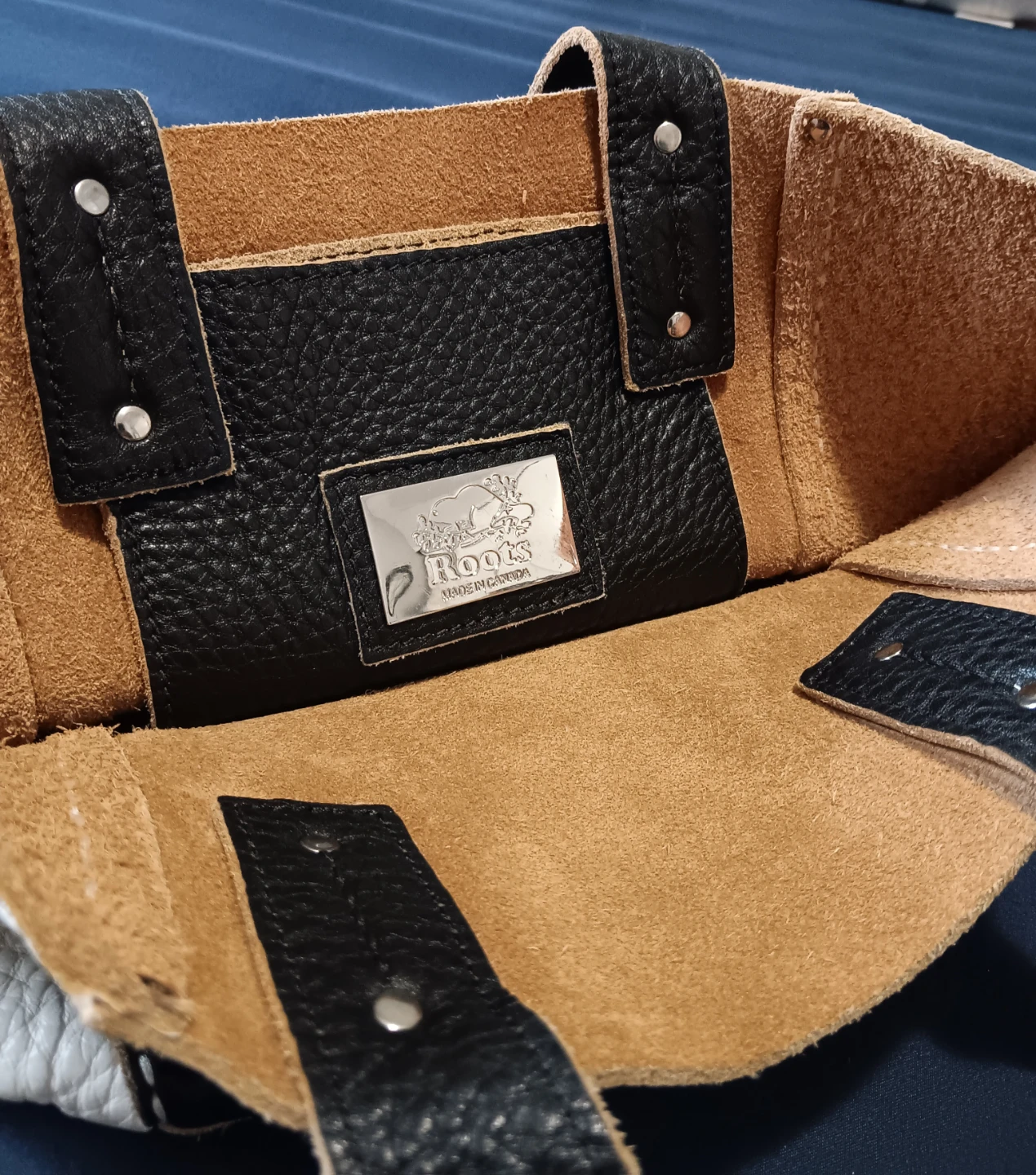 Roots Leather Handbag - Black & White - photo 2