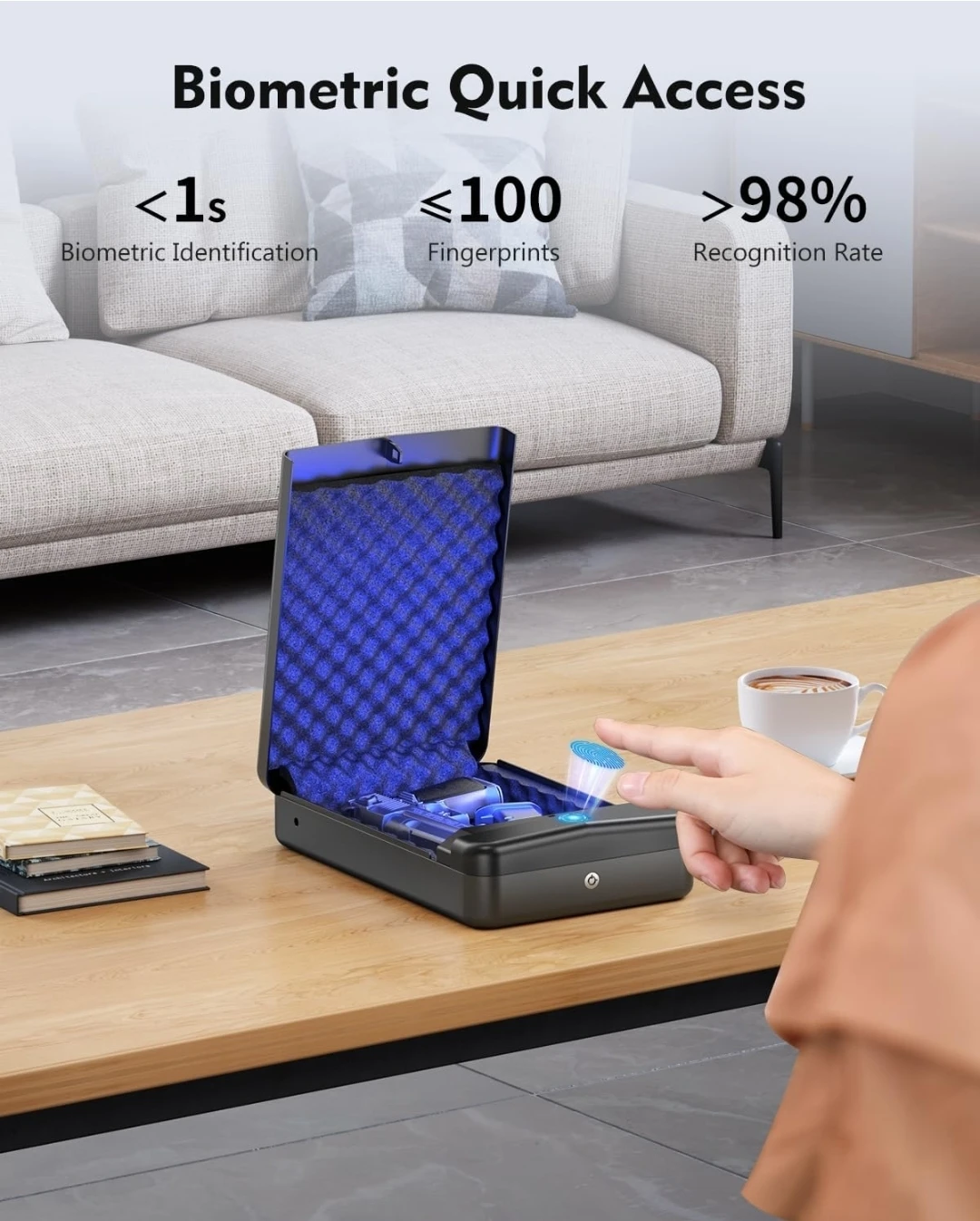 Holewar Biometric Safe, Portable Fingerprint Lock Box - photo 2