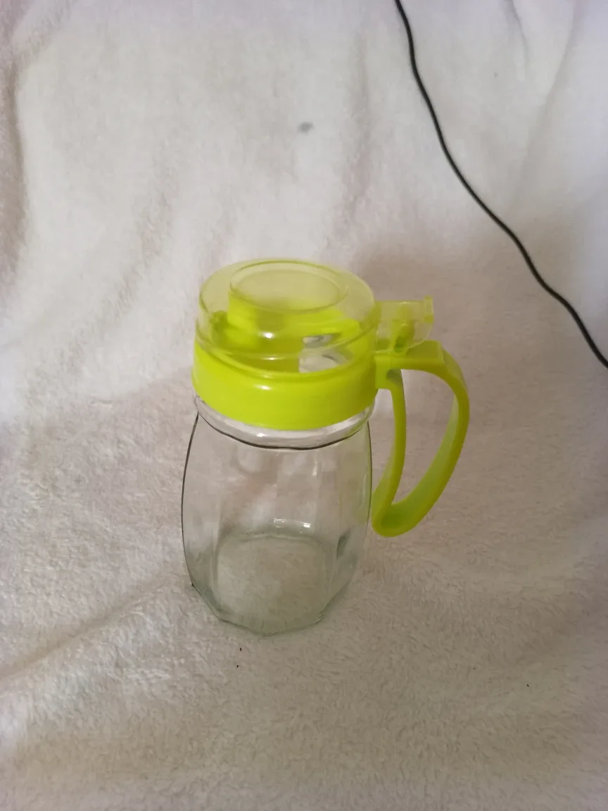 #cleanout Glass Jar with Green Lid
