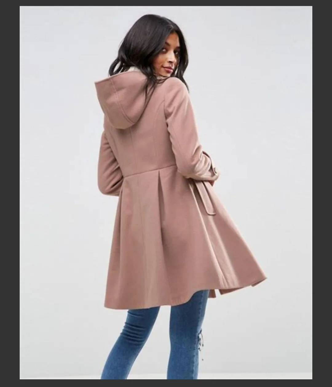 NEW ASOS camel toggle duffle peacoat w hood image indicator(3)