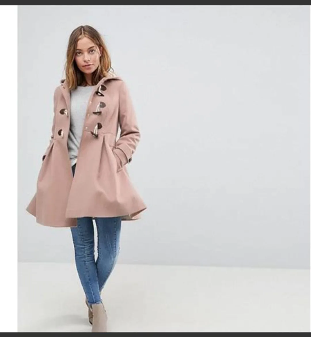 NEW ASOS camel toggle duffle peacoat w hood image indicator(6)