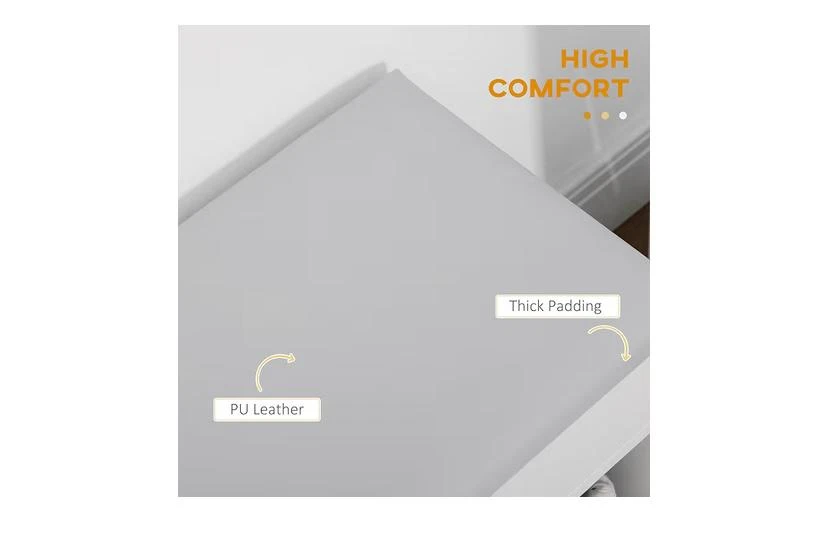 White Shoe Storage Bench with Grey PU Leather Seat - photo 4