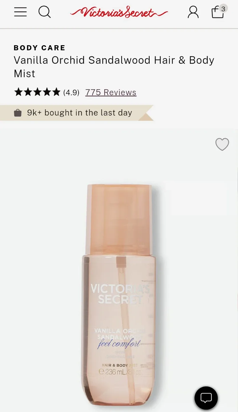 Victoria's Secret Vanilla Orchid Sandalwood Hair & Body Mist image indicator(4)