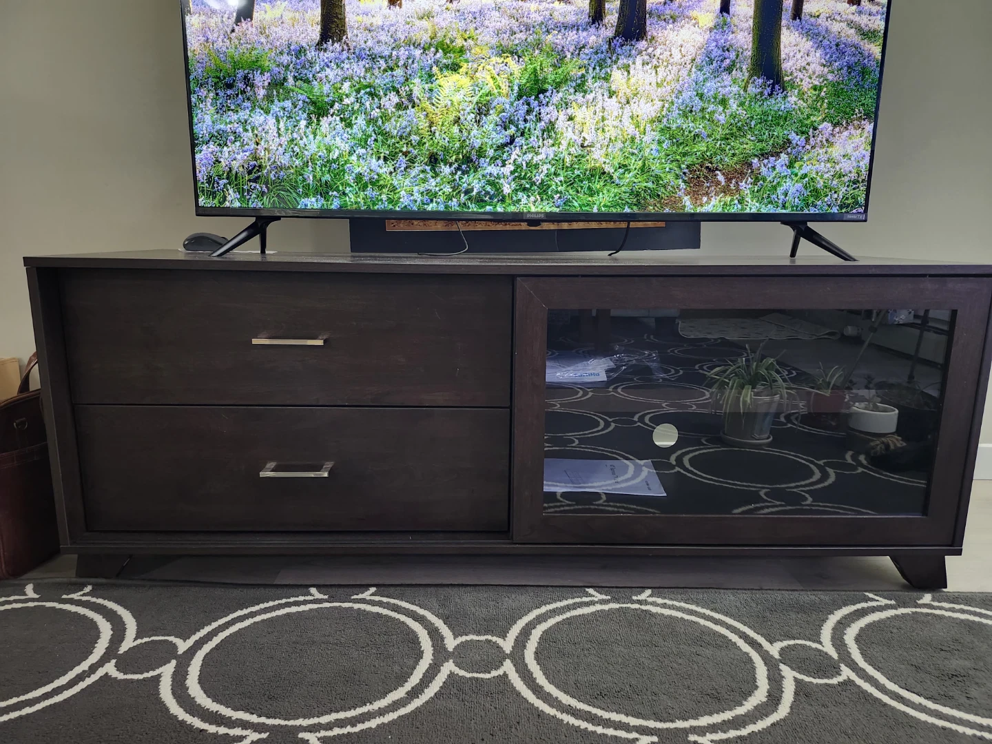 Dark Brown TV Stand with Drawers