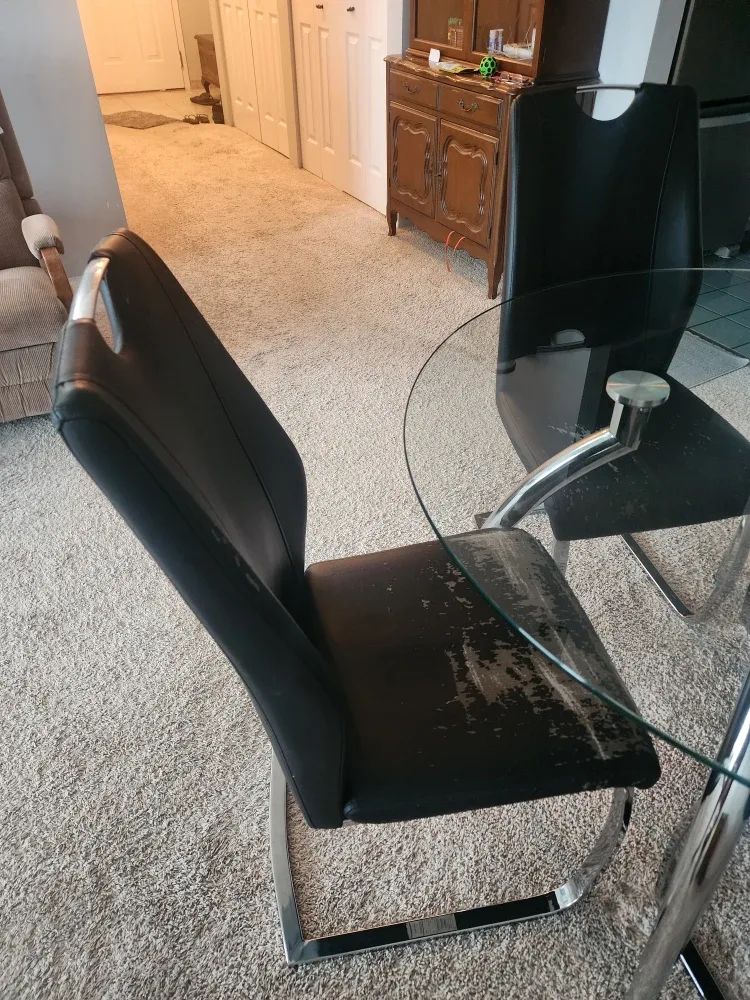 Glass top round dining table with 4 chairs image indicator(2)