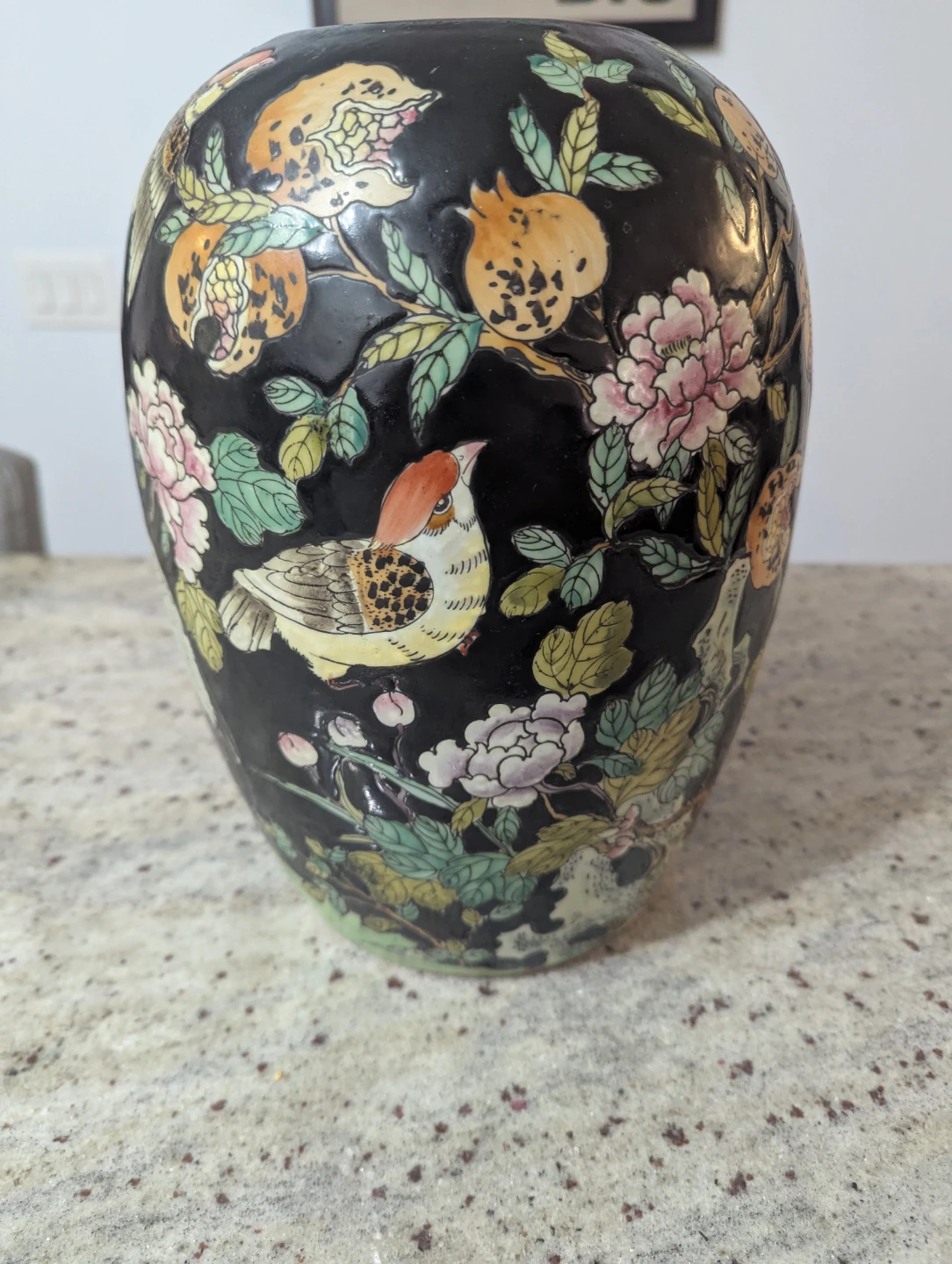 Vintage Floral and Bird Vase