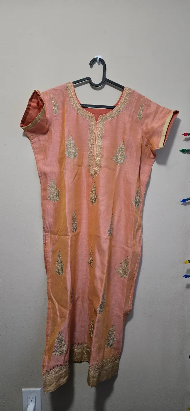 Peach and Gold Salwar Kameez Suit -XL image indicator(2)