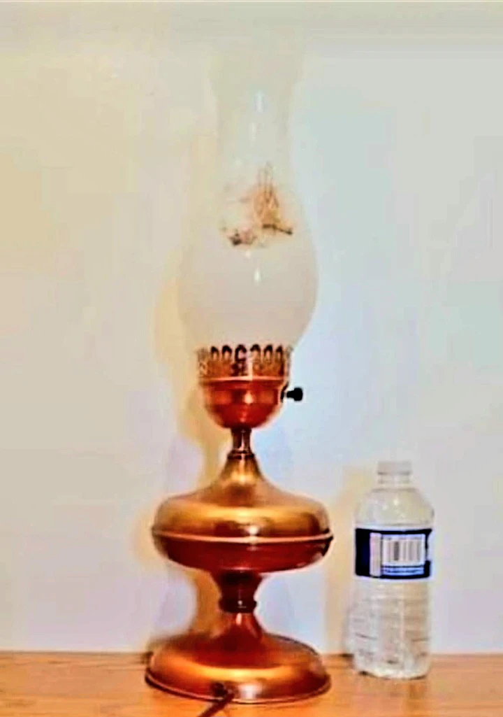 Unique Stunning Italian Copper & Opaline Tall Lamp