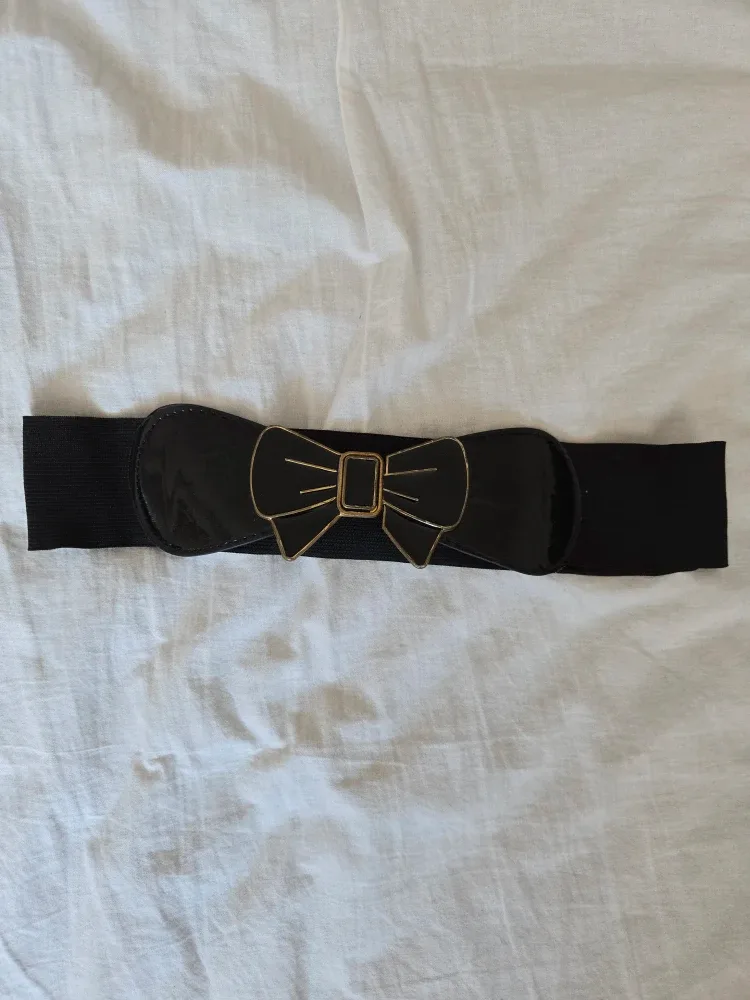 Black Elastic Bow Belt #Cleanout