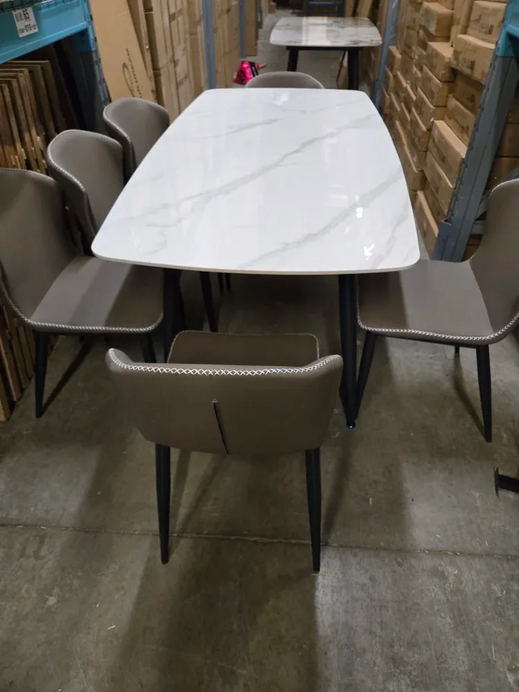 72 inch Dining Table with 6 Chairs - White Marble Top image indicator(3)