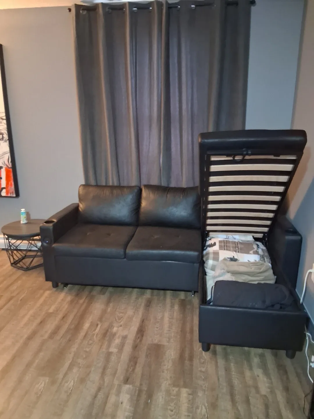 Black Sectional  pull out Sofa with Storage