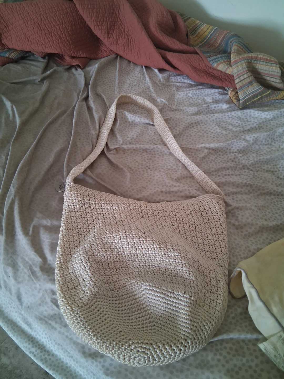 Handmade Crochet Beige Shoulder Bag