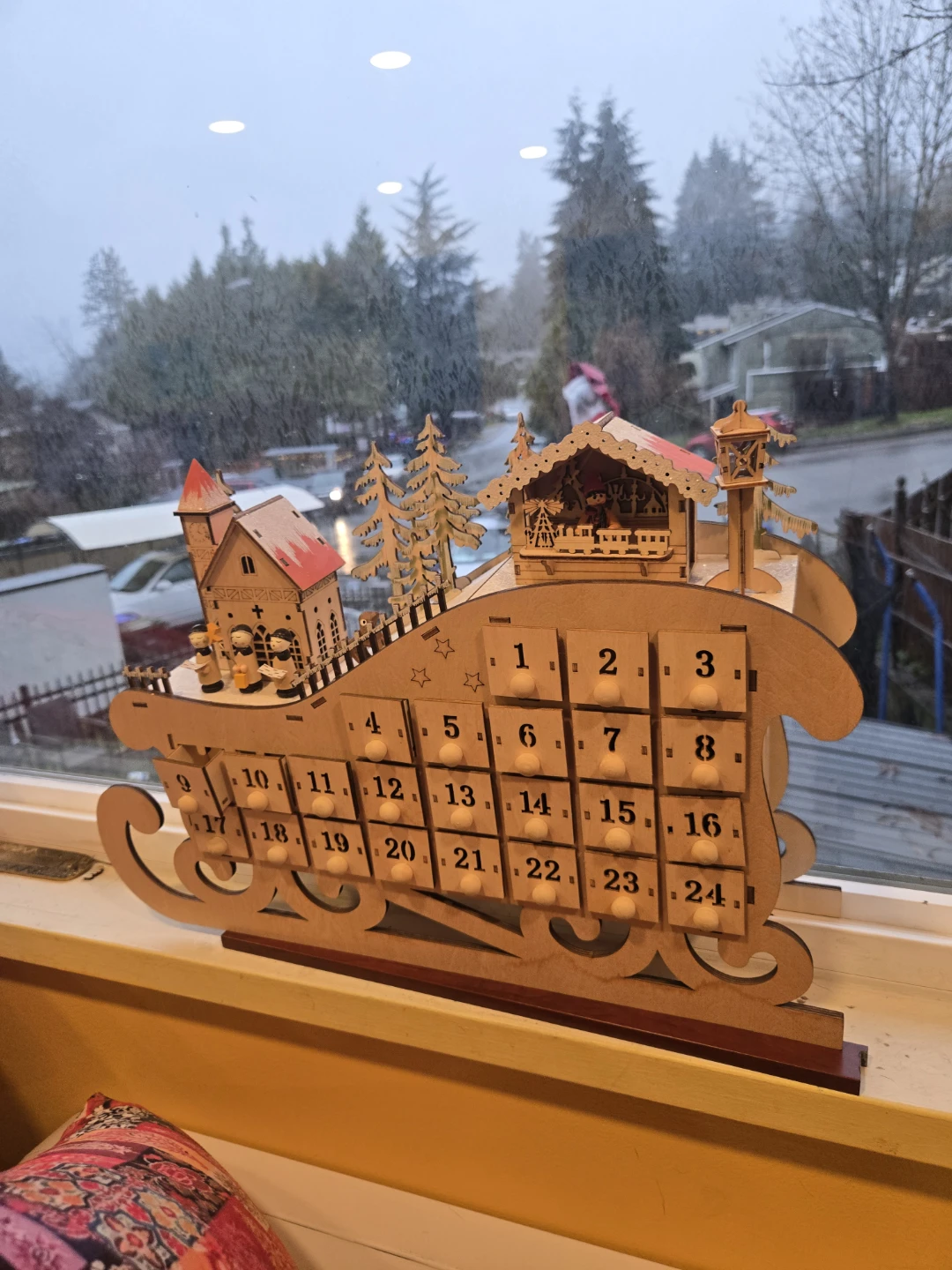 Wooden Christmas Sleigh Advent Calendar