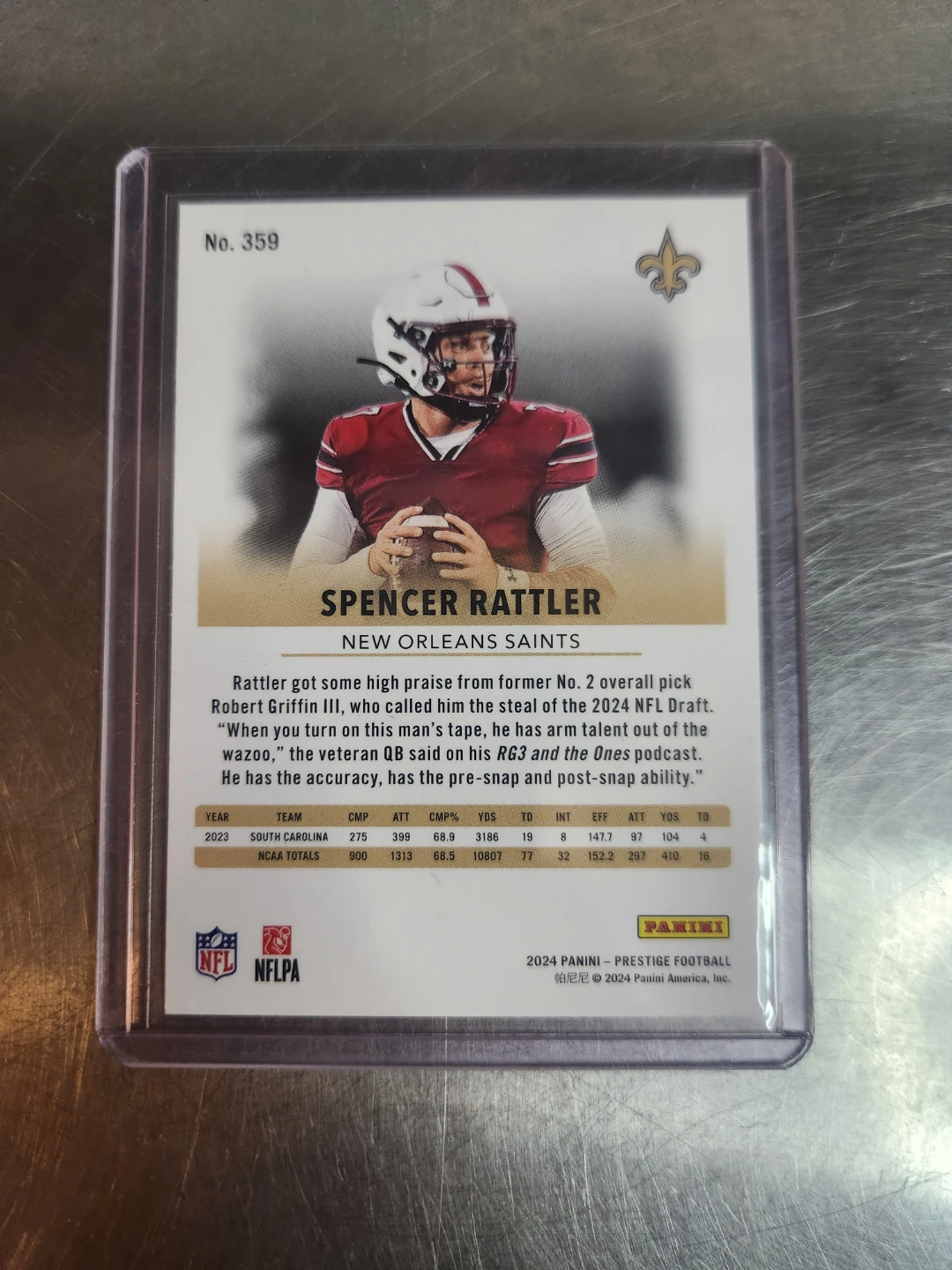 Spencer Rattler Prestige 2024 Football Rookie Card - photo 2