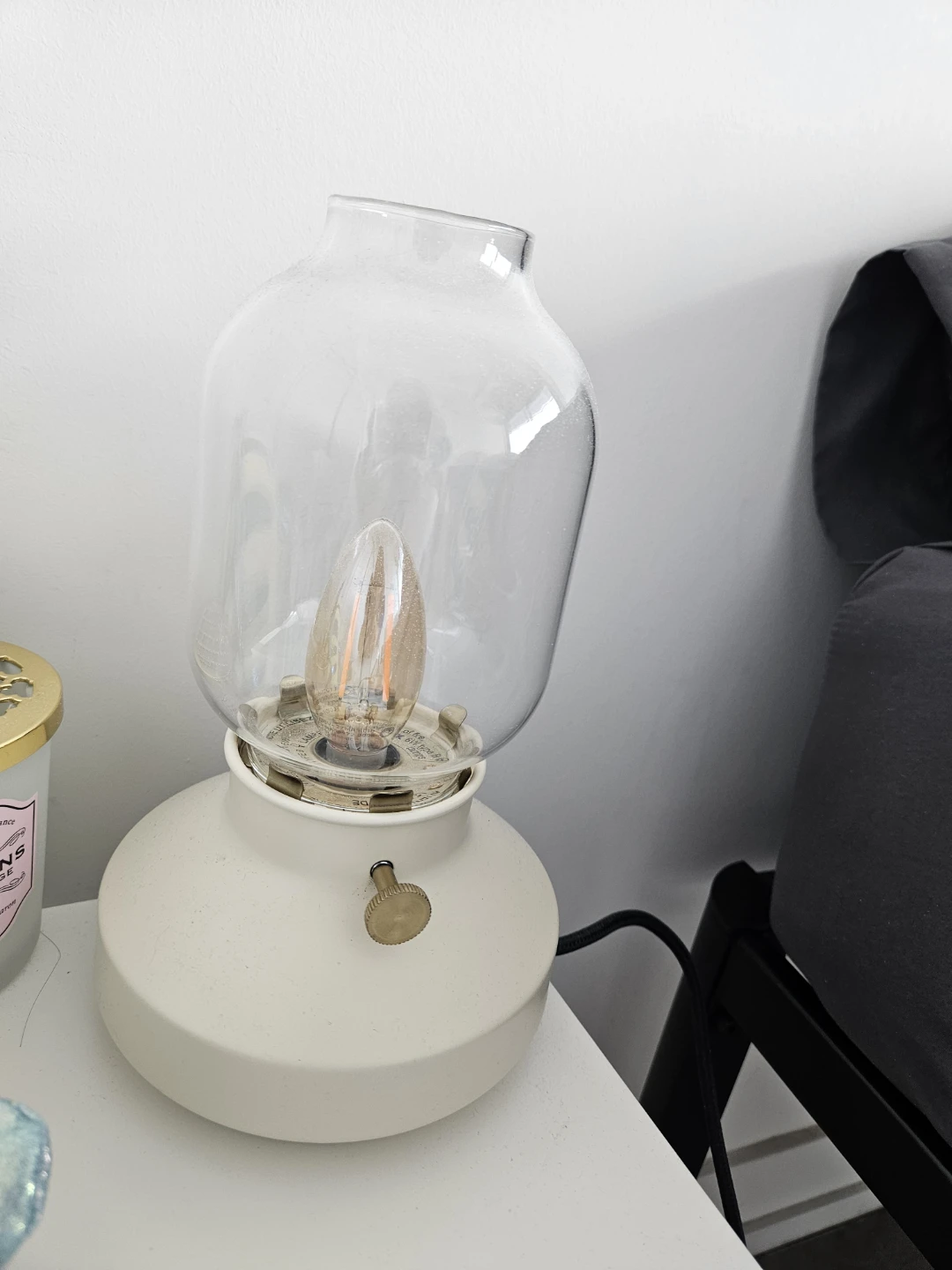 White Table Lamp with Glass Shade