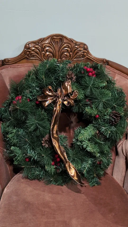 Christmas Wreath with Pinecones and Berries