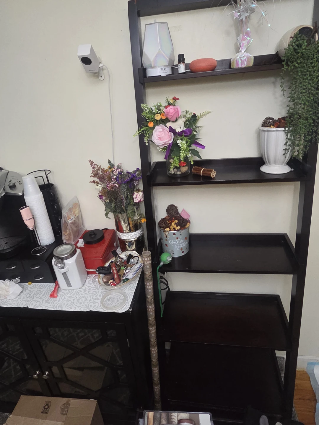 5-Tier Leaning Ladder Shelf - Dark Brown