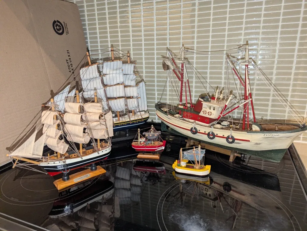 Handcrafted Wooden Model Fishing Boats