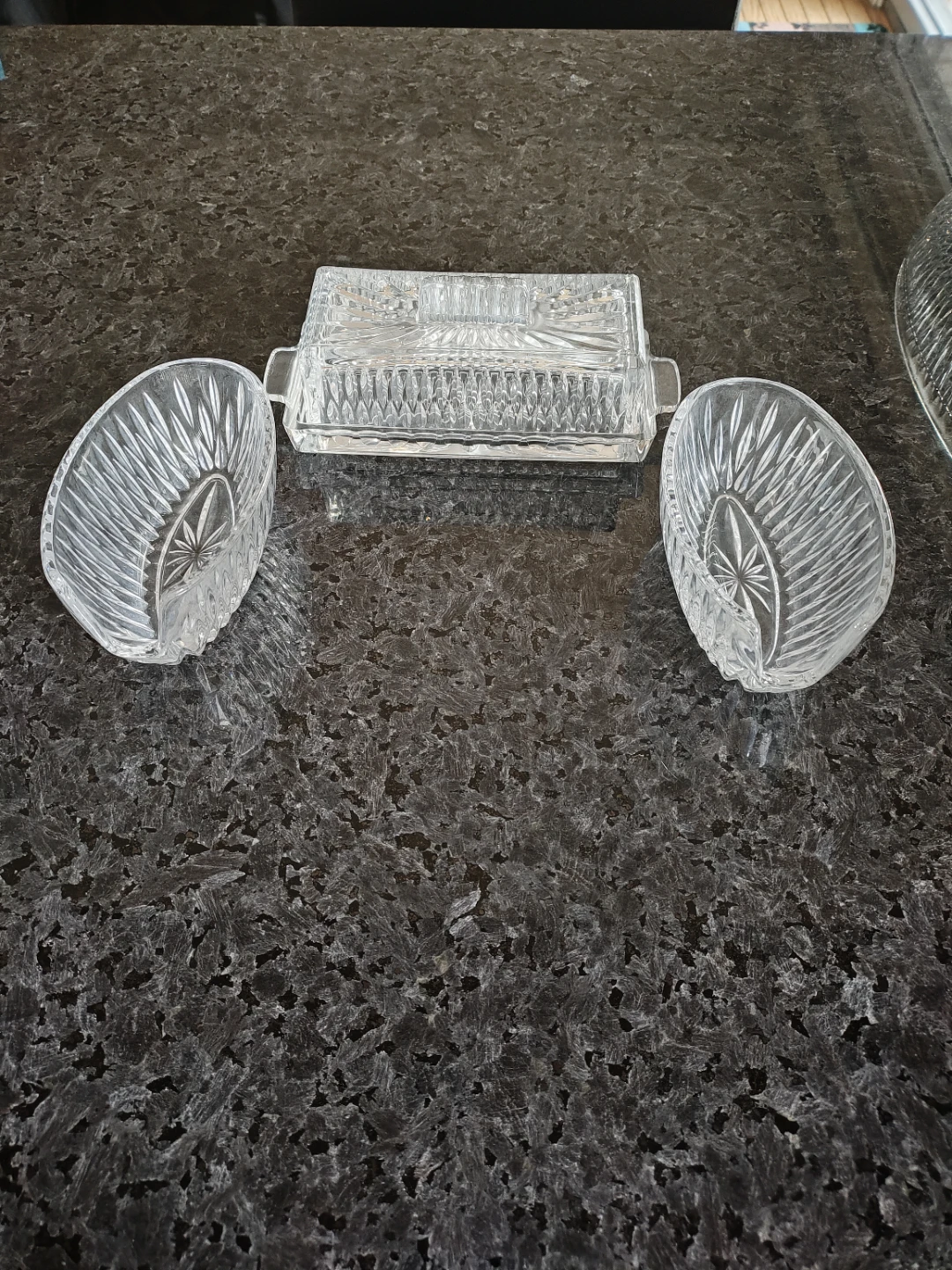 Princess House Royal Highlights butter dish & utensil holders