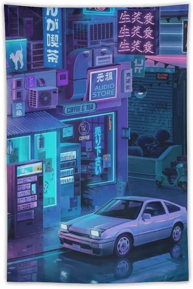 Tokyo Bustling Street/Cyberpunk Tapestry (60"x40") - photo 3