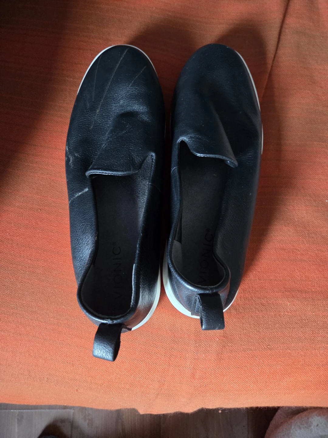 Women's Vionic Black Leather Slip-On Shoes