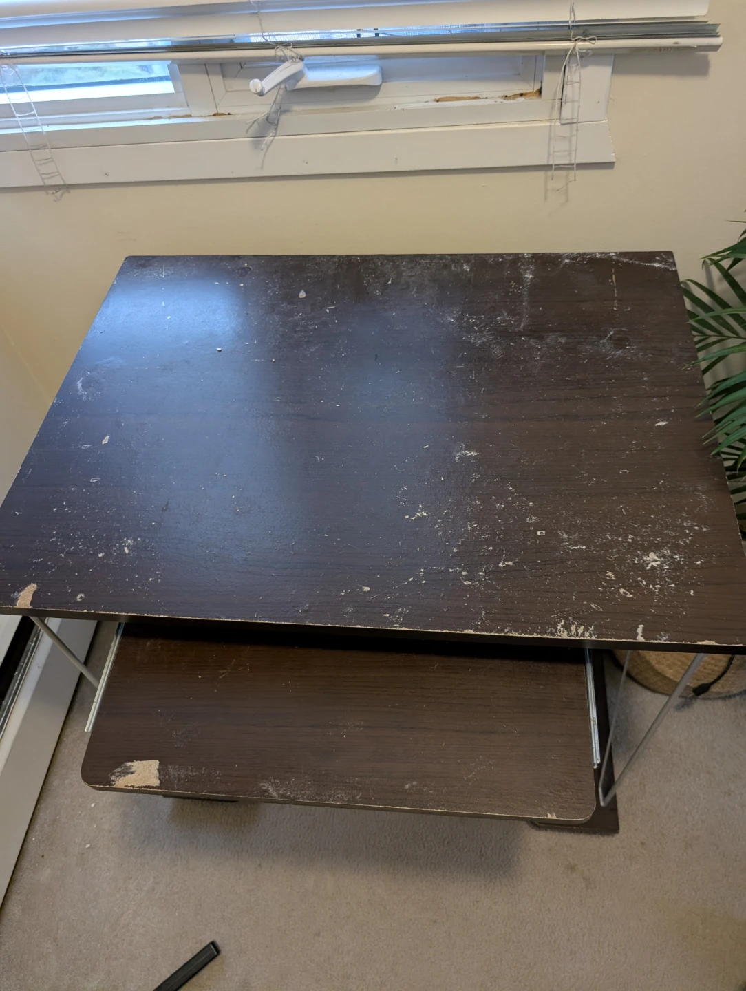 Used Brown Desk with Metal Frame - photo 4
