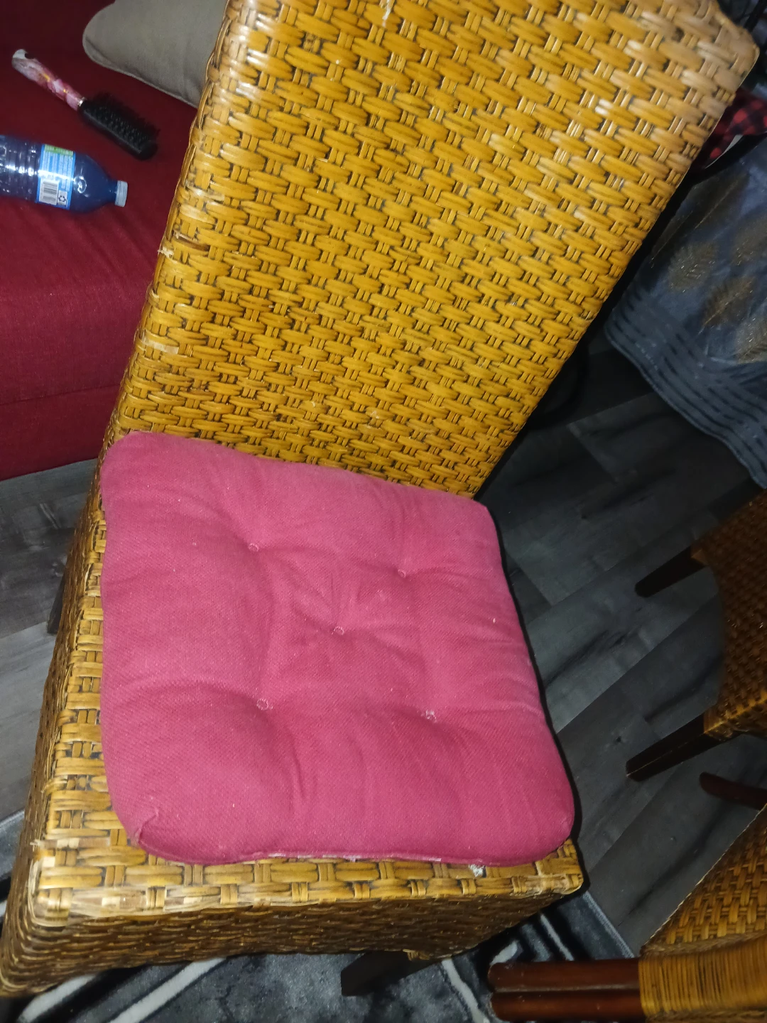 Dining Chairs with Red Cushions and dining table - photo 2