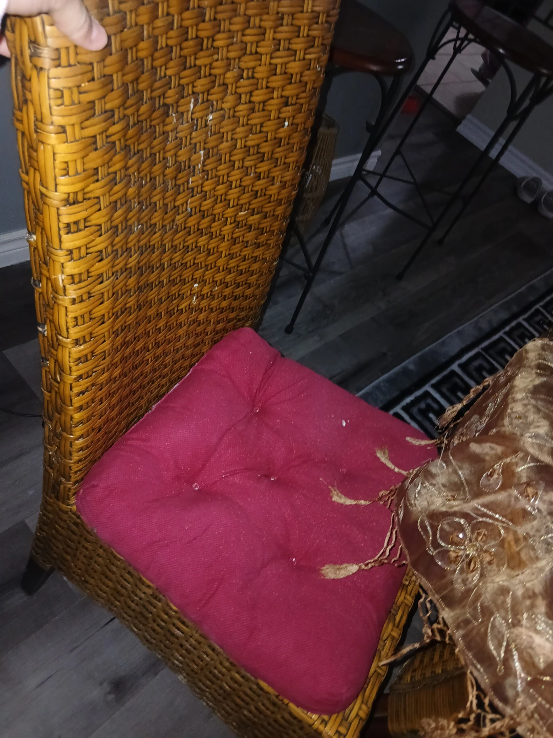 Dining Chairs with Red Cushions and dining table - photo 4