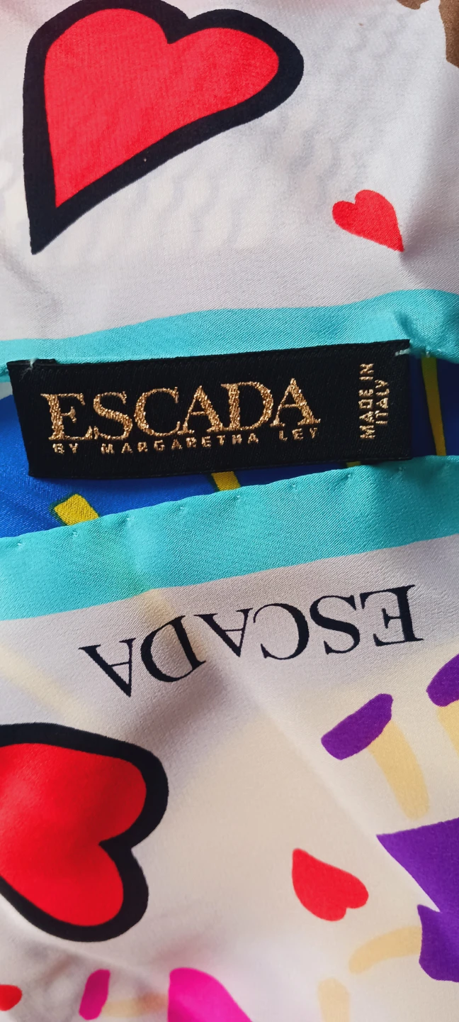 ESCADA DESIGNER SIGNED AUTHENTIC VIBRANT SILK SCARF - photo 3