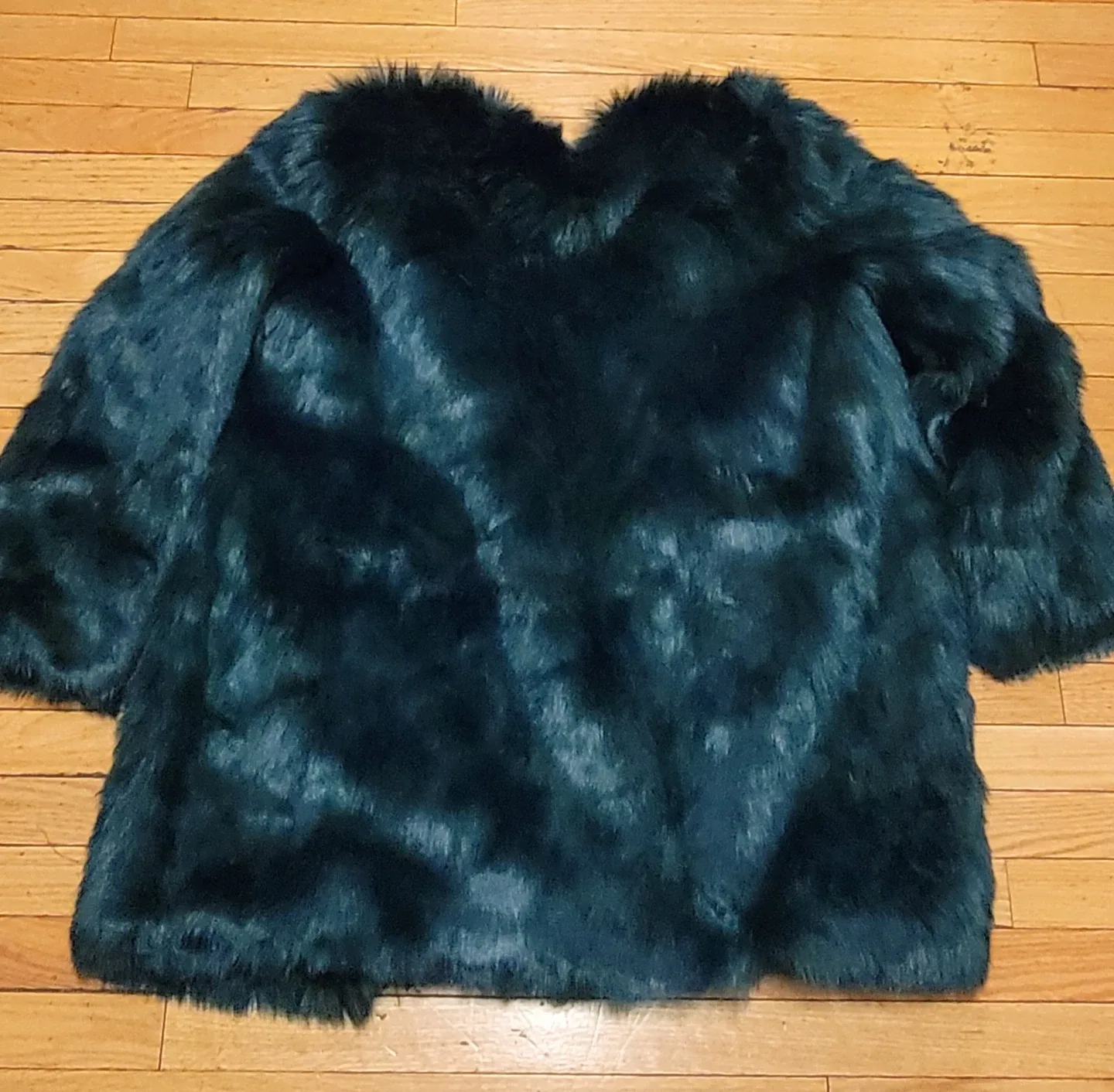 Wendy Williams Emerald Green Faux Fur Coat image indicator(6)