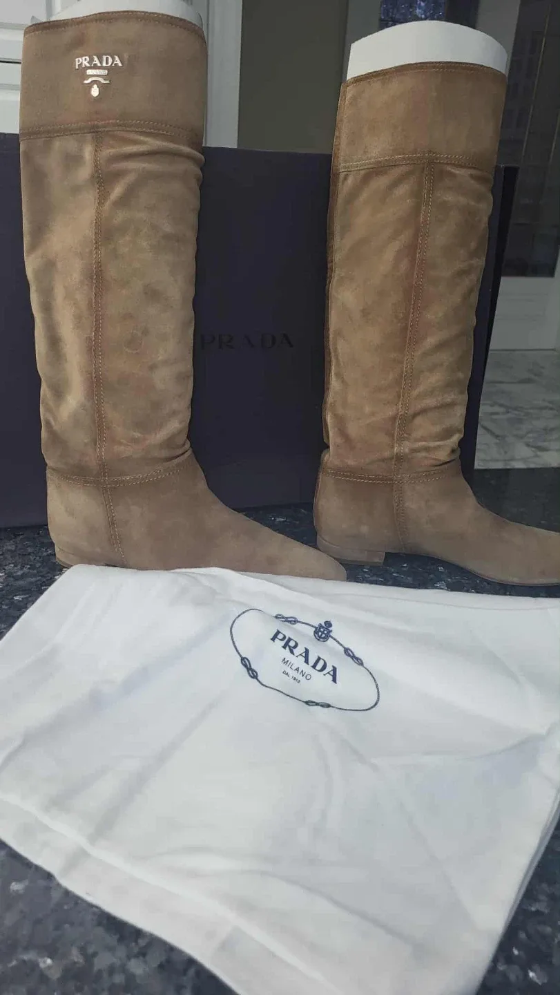 Prada Suede Knee High Boots