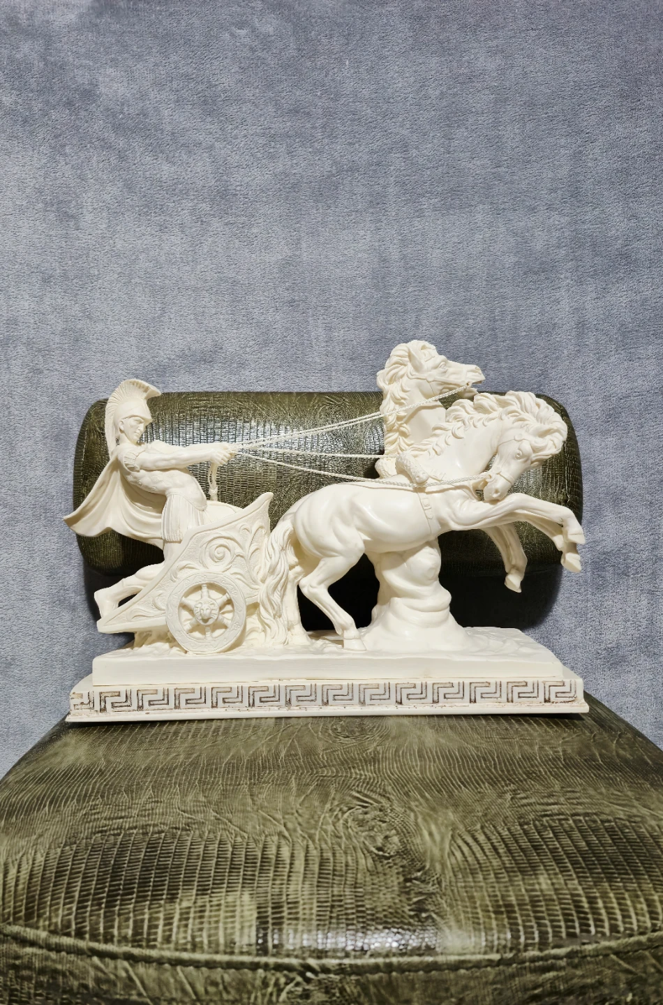 Beautiful Large Santini Marble Chariot Carving
